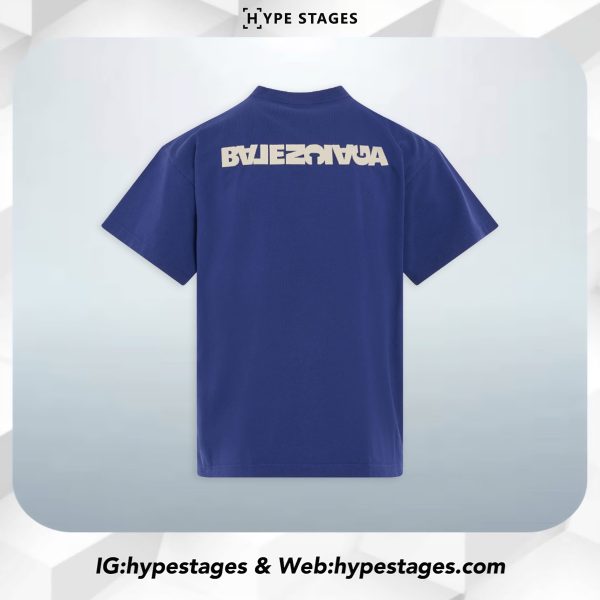 BALENCIAGA BLUE TURN SLIT TEE