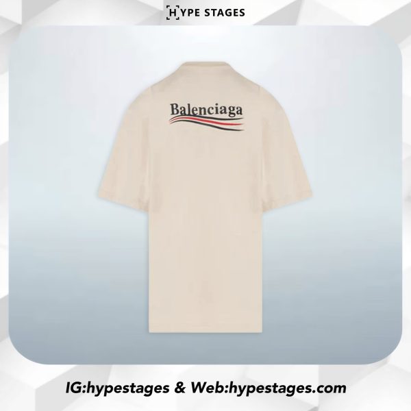 BALENCIAGA WAVE EMBROIDERY CREAM TEE