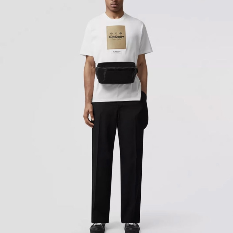 BURBERRY LABEL APPLIQUÉ COTTON TEE - Image 3
