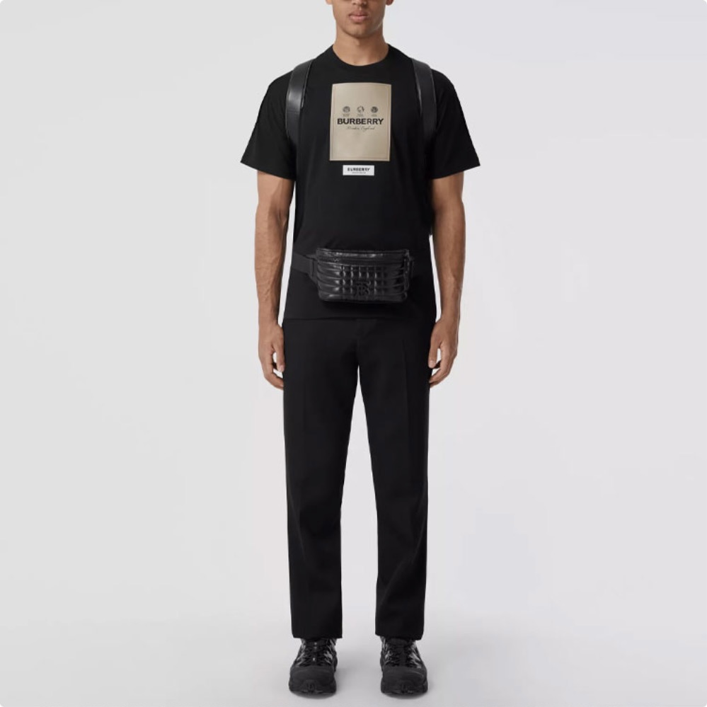 BURBERRY LABEL APPLIQUÉ COTTON TEE - Image 2