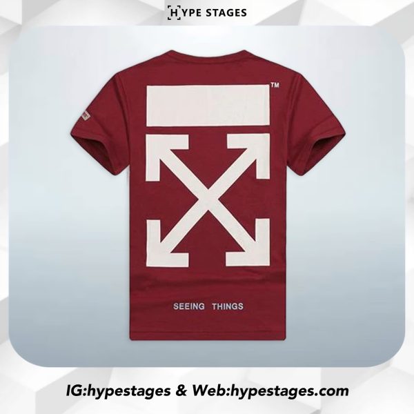 OFFWHITE RED BRUSHED ARROW TEE