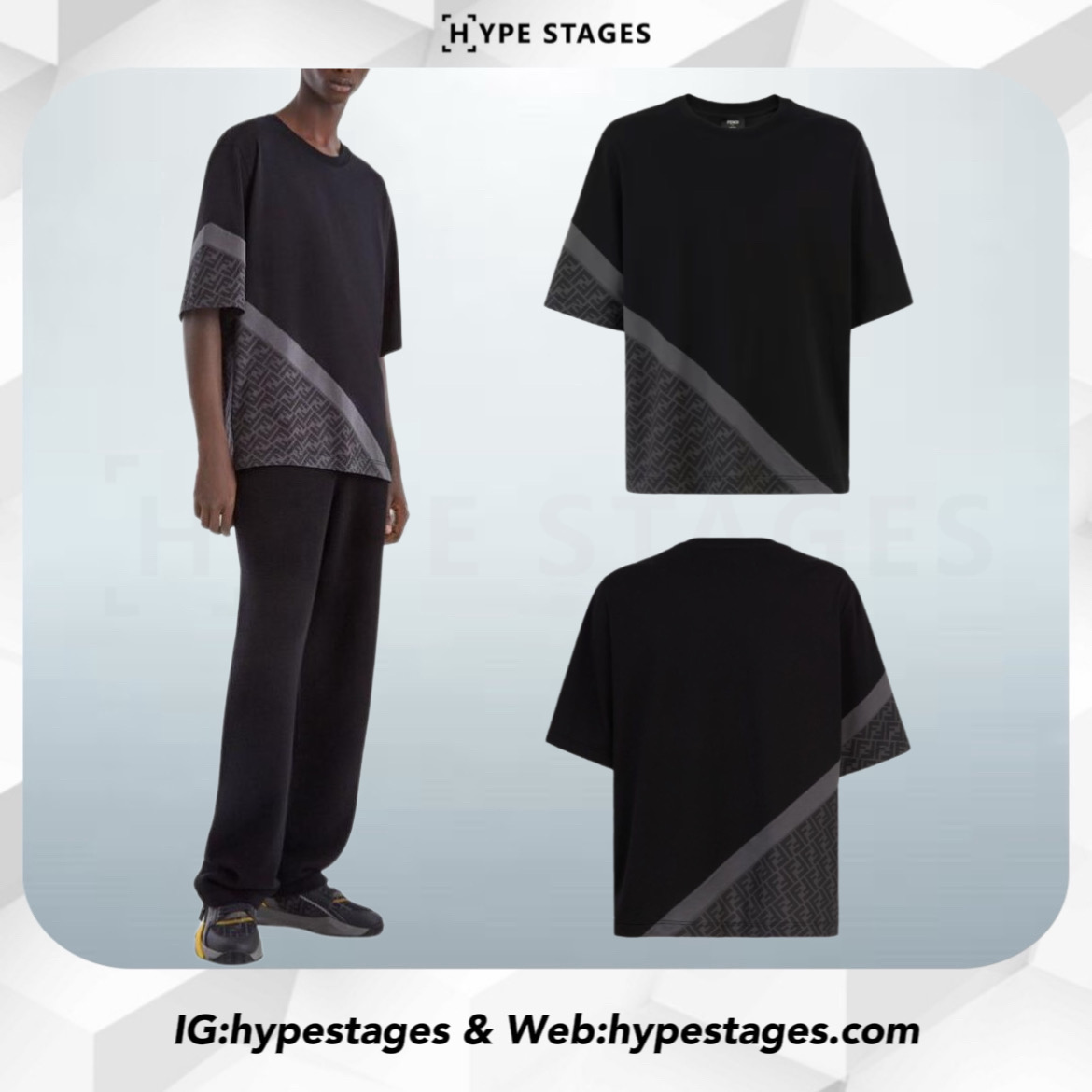 FENDI DIAGONAL LOGO TEE