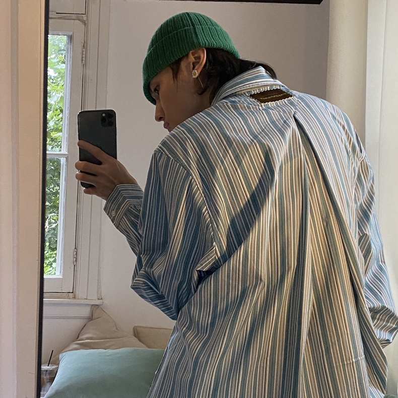 MASONPRINCE BLUE STRIPE LONG SLEEVE SHIRT - Image 3