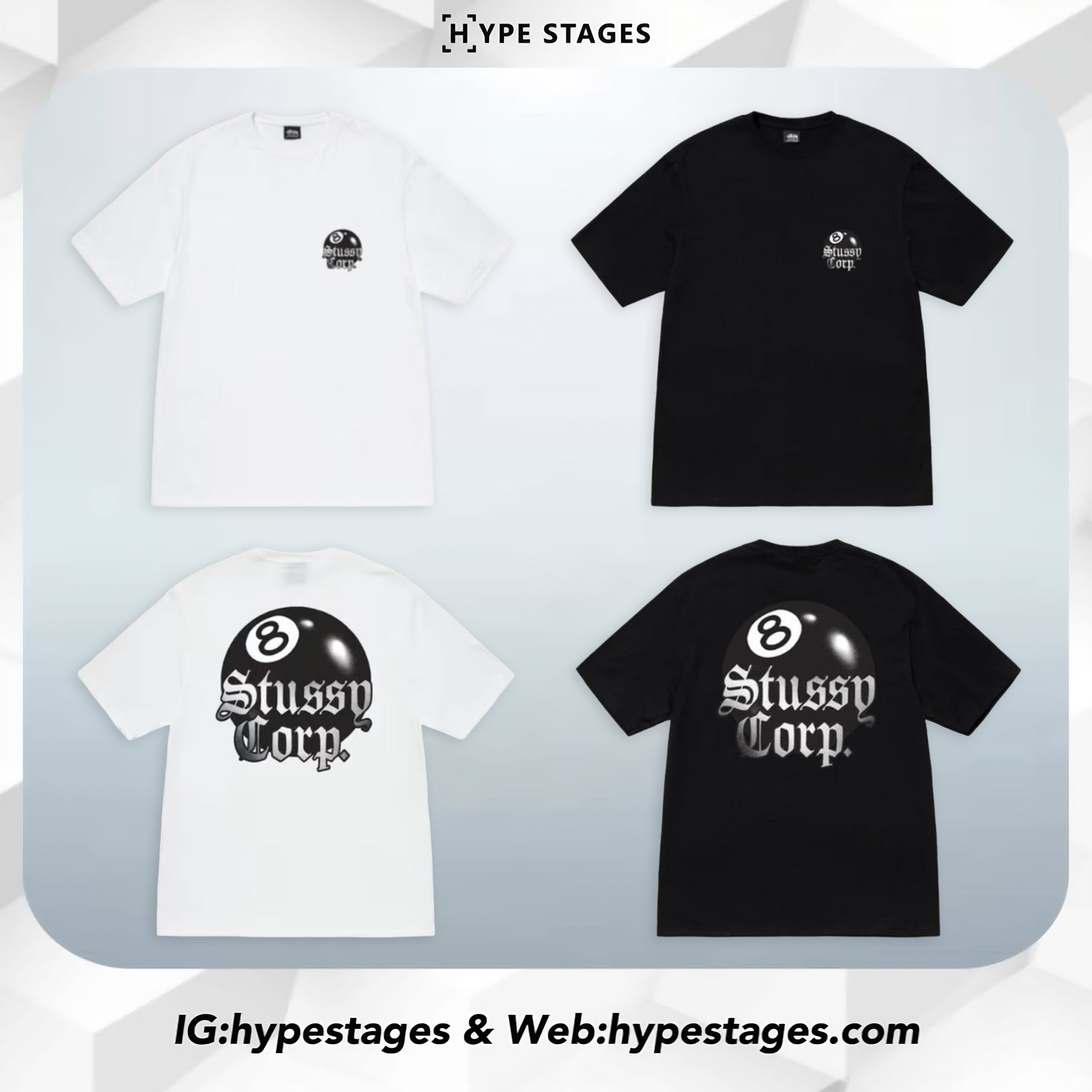 STUSSY 8 BALL CORP TEE