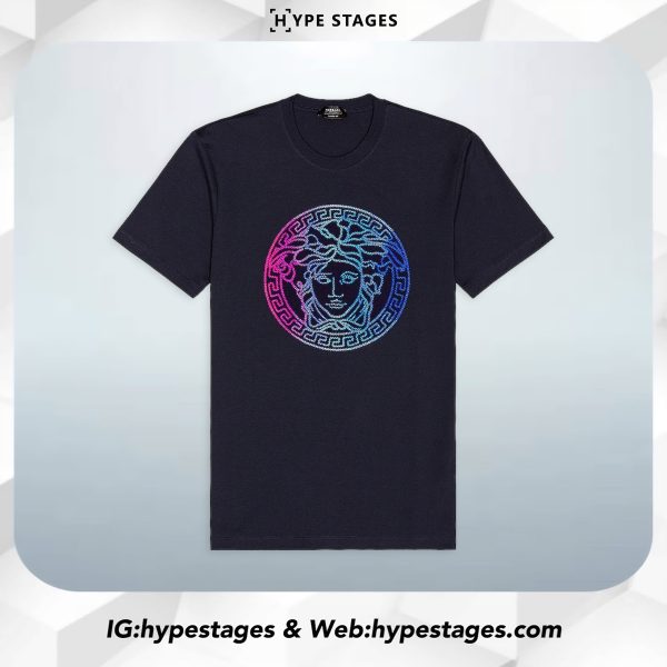 VERSACE NAVY EMBROIDERY MEDUSA TEE