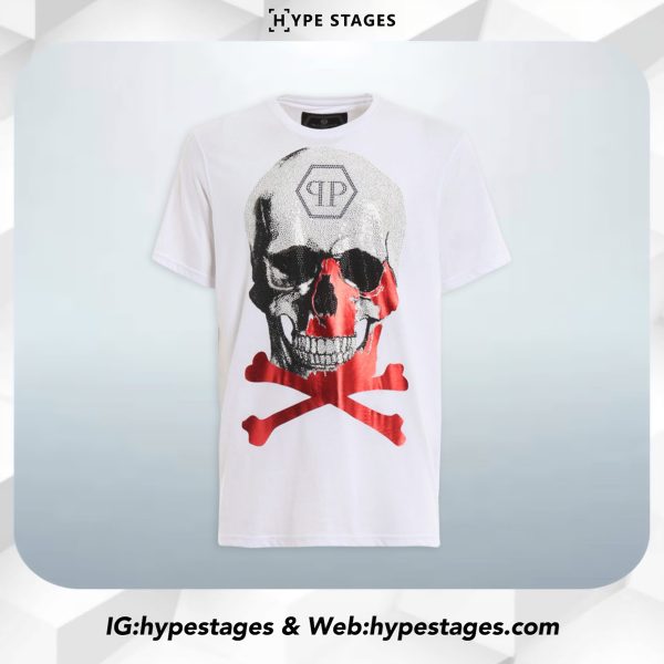 PHILIPP PLEIN PLATINUM CUT SKULL TEE