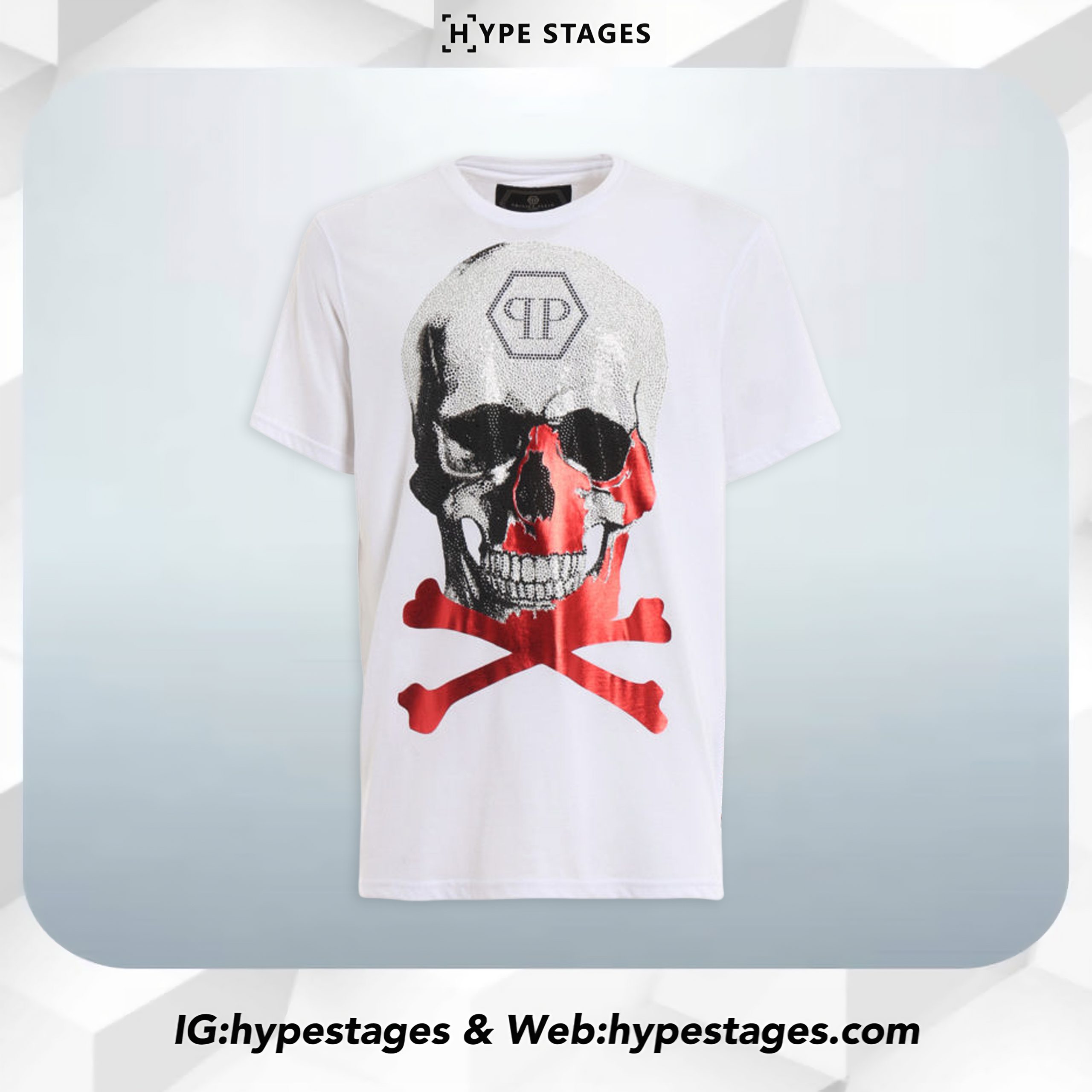 PHILIPP PLEIN PLATINUM CUT SKULL TEE