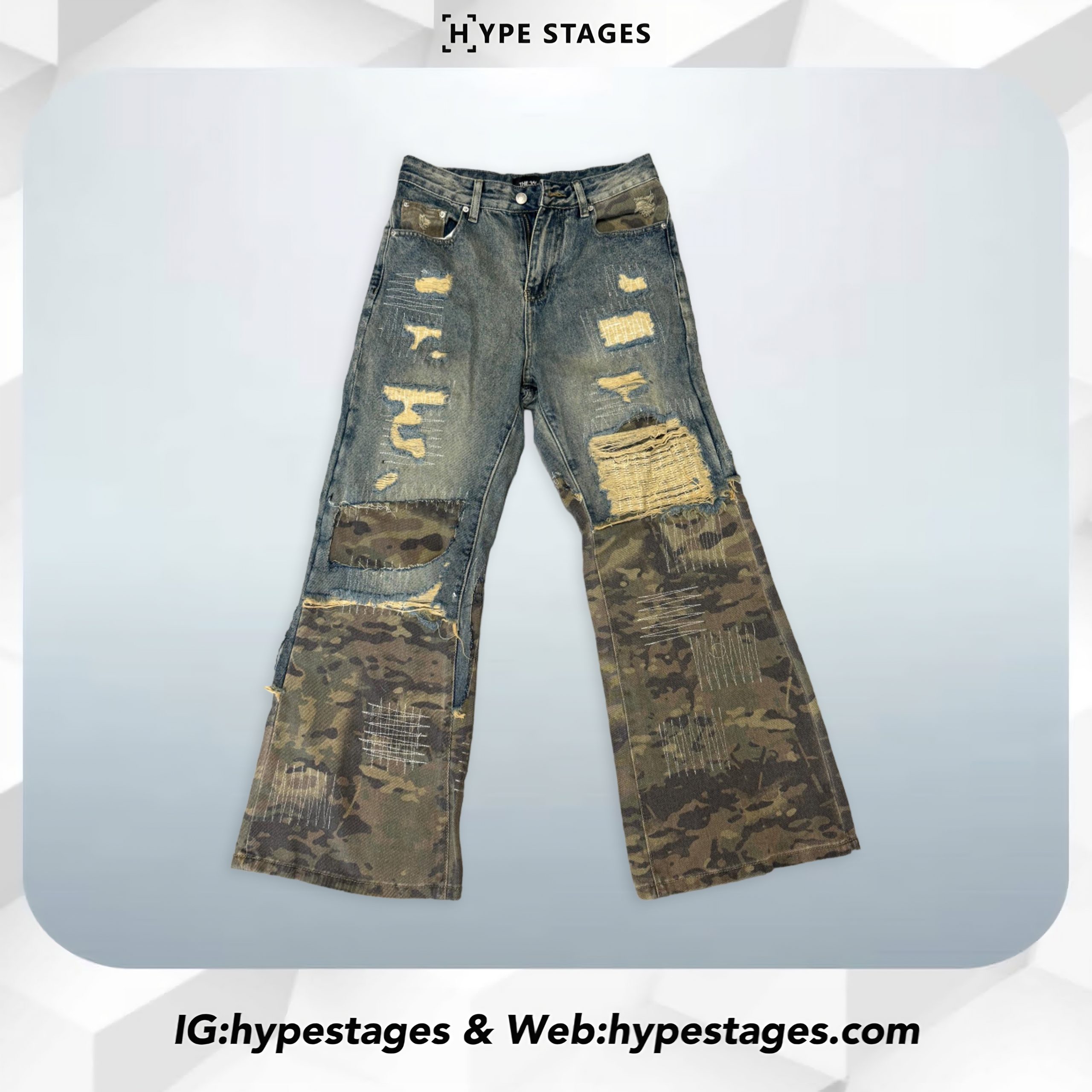 THE 3% DISTRESSED ARMY CAMO JEANS