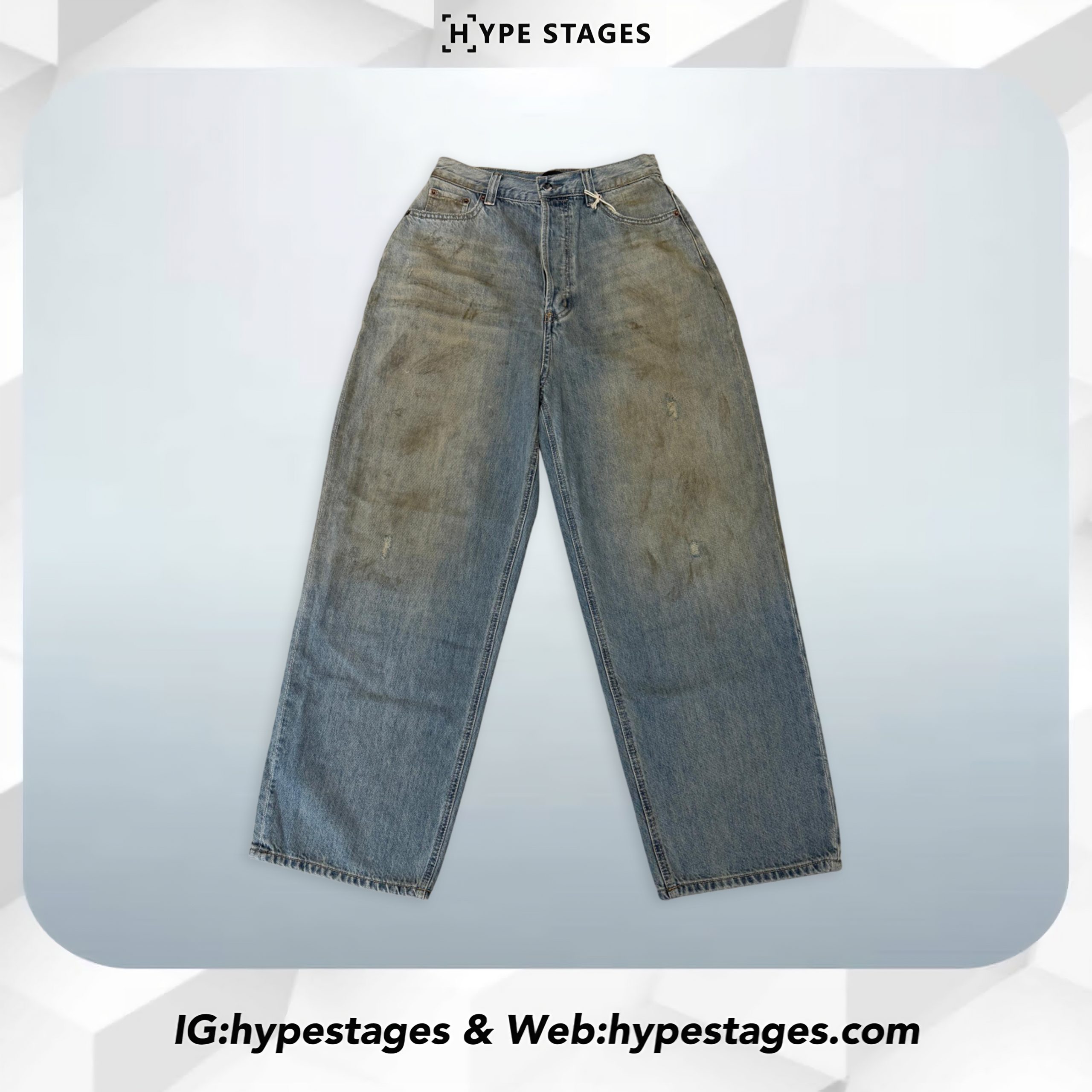 THE 3% DISTRESSED DIRTY STAIN JEANS