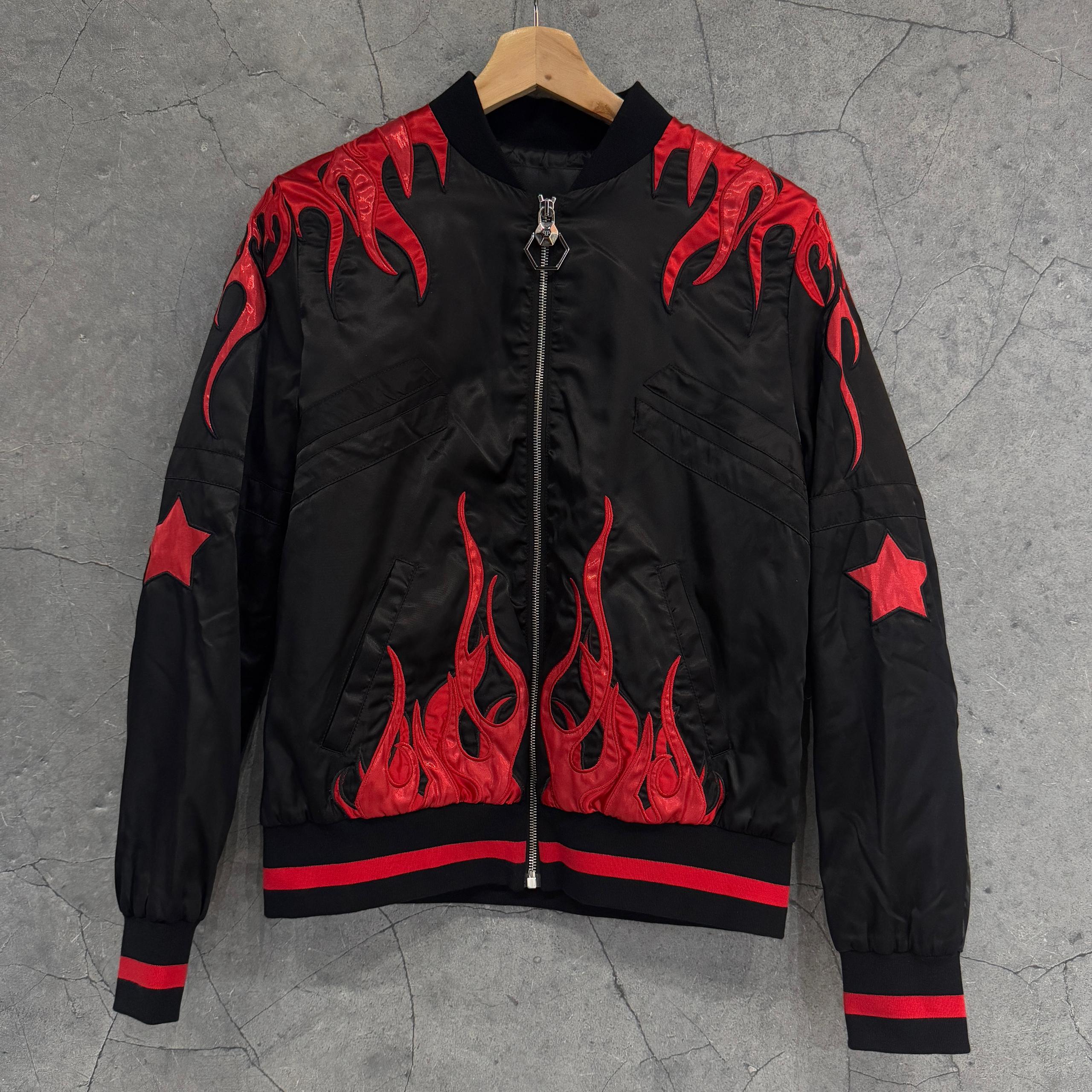 PHILIPP PLEIN RED FLAME BOMBER JACKET - USED - Image 2