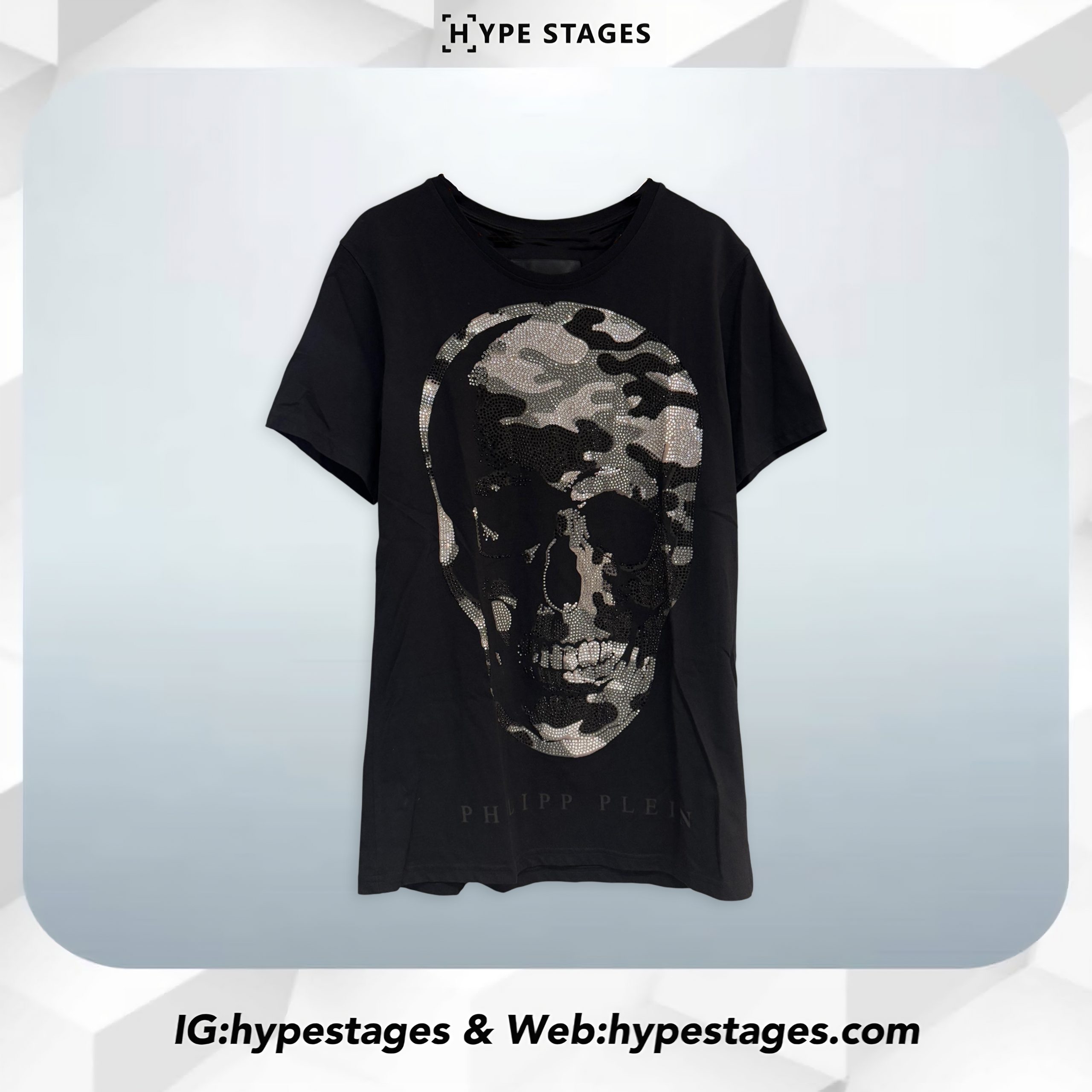 PHILIPP PLEIN RHINESTONE CAMO TEE - USED