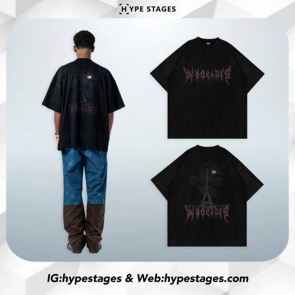 WHOCARES DISTRESSED EIFFEL TOWER TEE