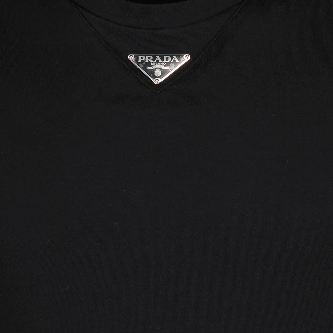 PRADA MIDDLE NECK LOGO COTTON TEE - Image 5