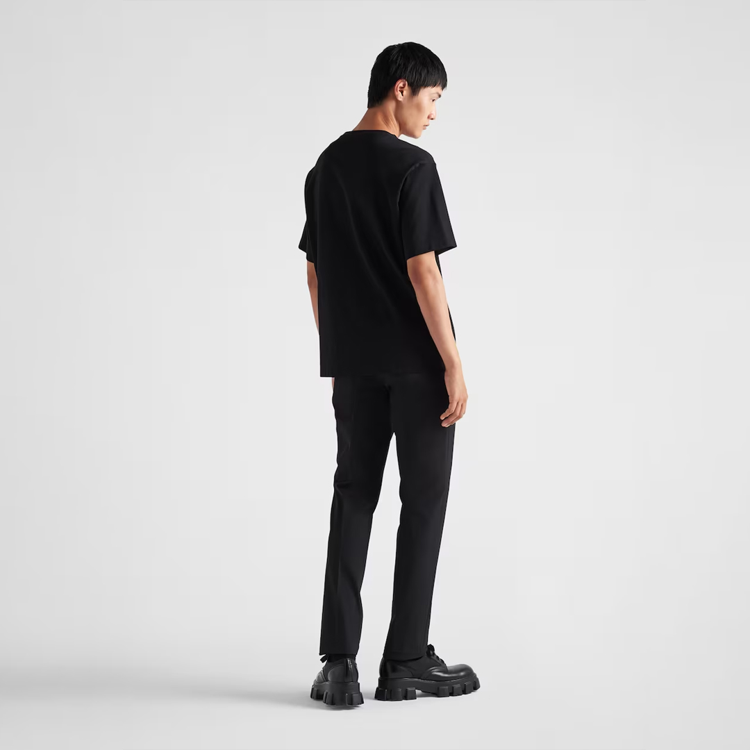 PRADA MIDDLE NECK LOGO COTTON TEE - Image 4