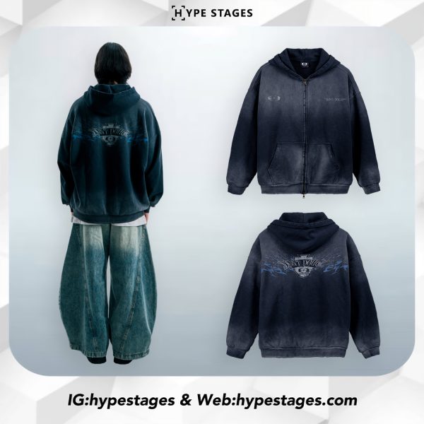 WHOCARES WASHED WINGED EMBLEM HOODIE