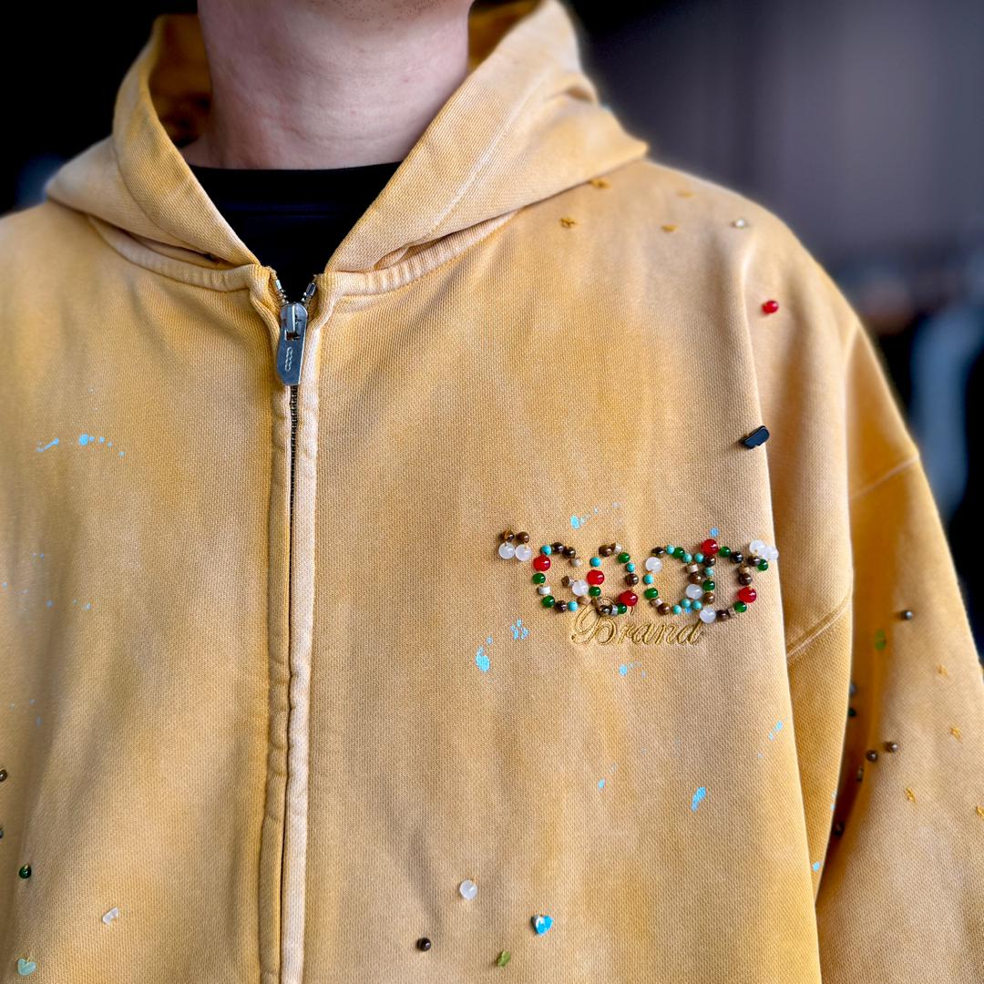 GOODBRAND WASHED GLITTER ZIP HOODIE - Image 3
