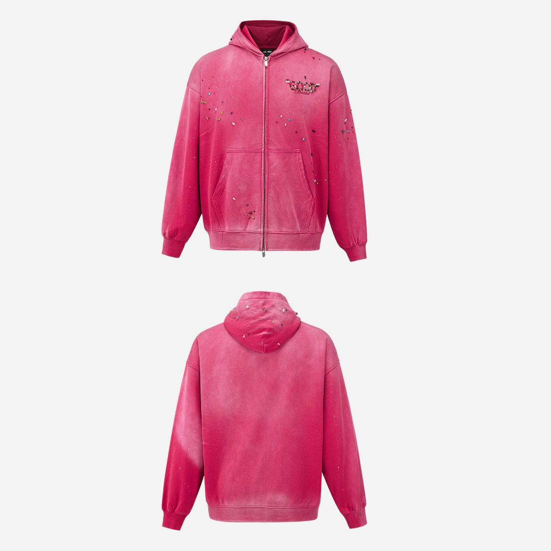 GOODBRAND WASHED GLITTER ZIP HOODIE - Image 6