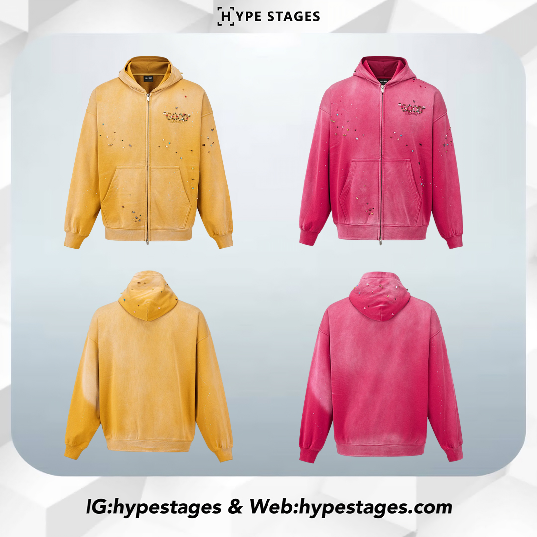 GOODBRAND WASHED GLITTER ZIP HOODIE