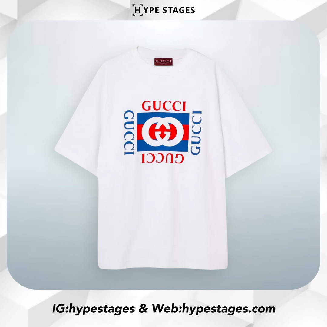 GUCCI MIRRORED GG LOGO TEE