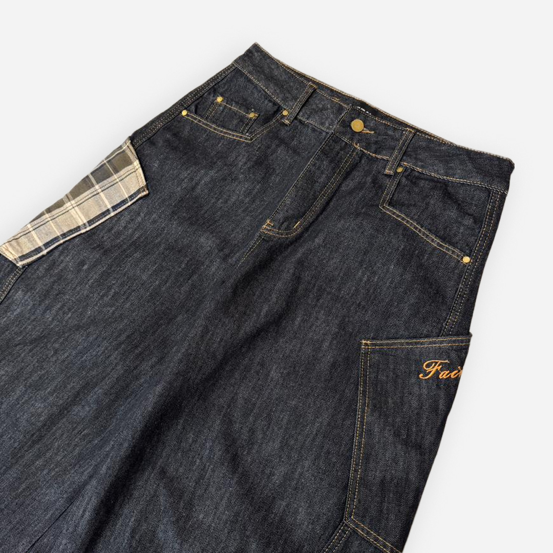 THE 3% DARK WASHED CHECKERED POCKET JEANS - Image 3