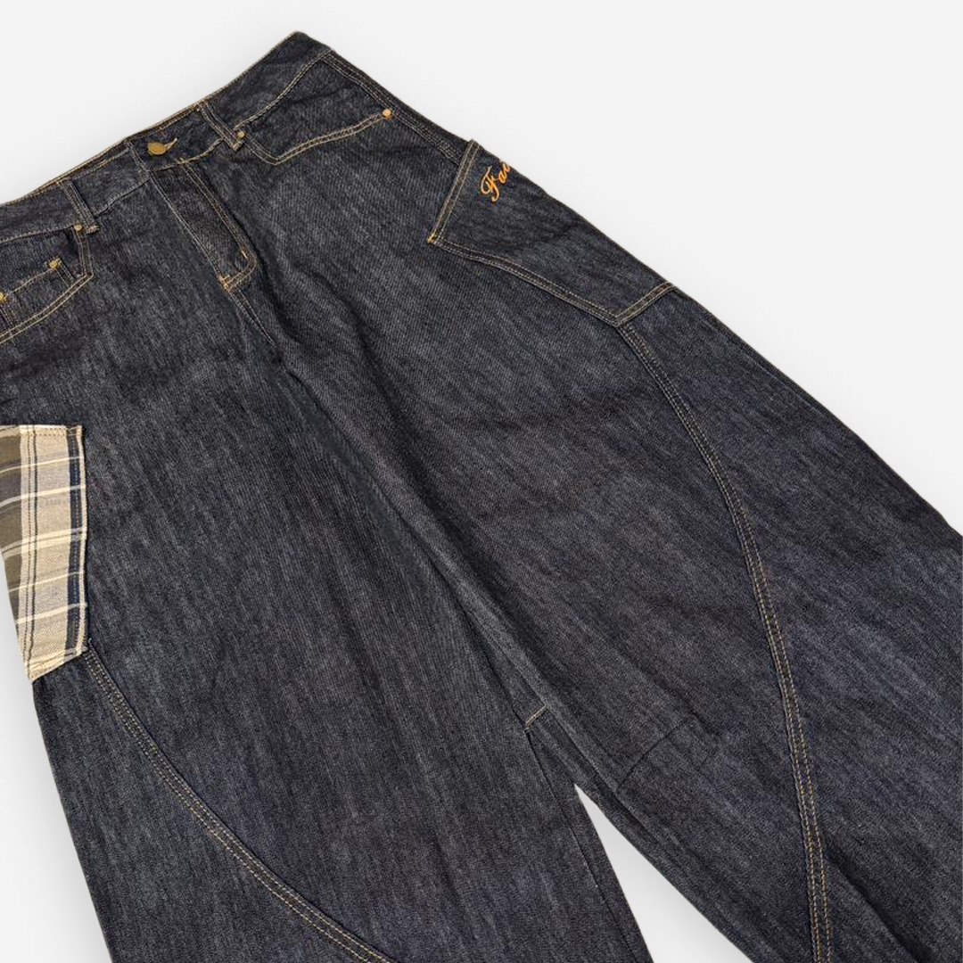 THE 3% DARK WASHED CHECKERED POCKET JEANS - Image 4