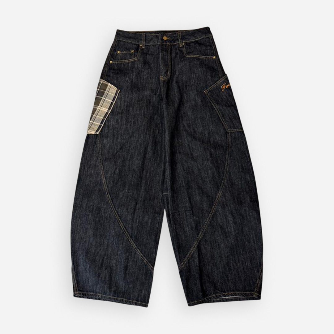 THE 3% DARK WASHED CHECKERED POCKET JEANS - Image 2