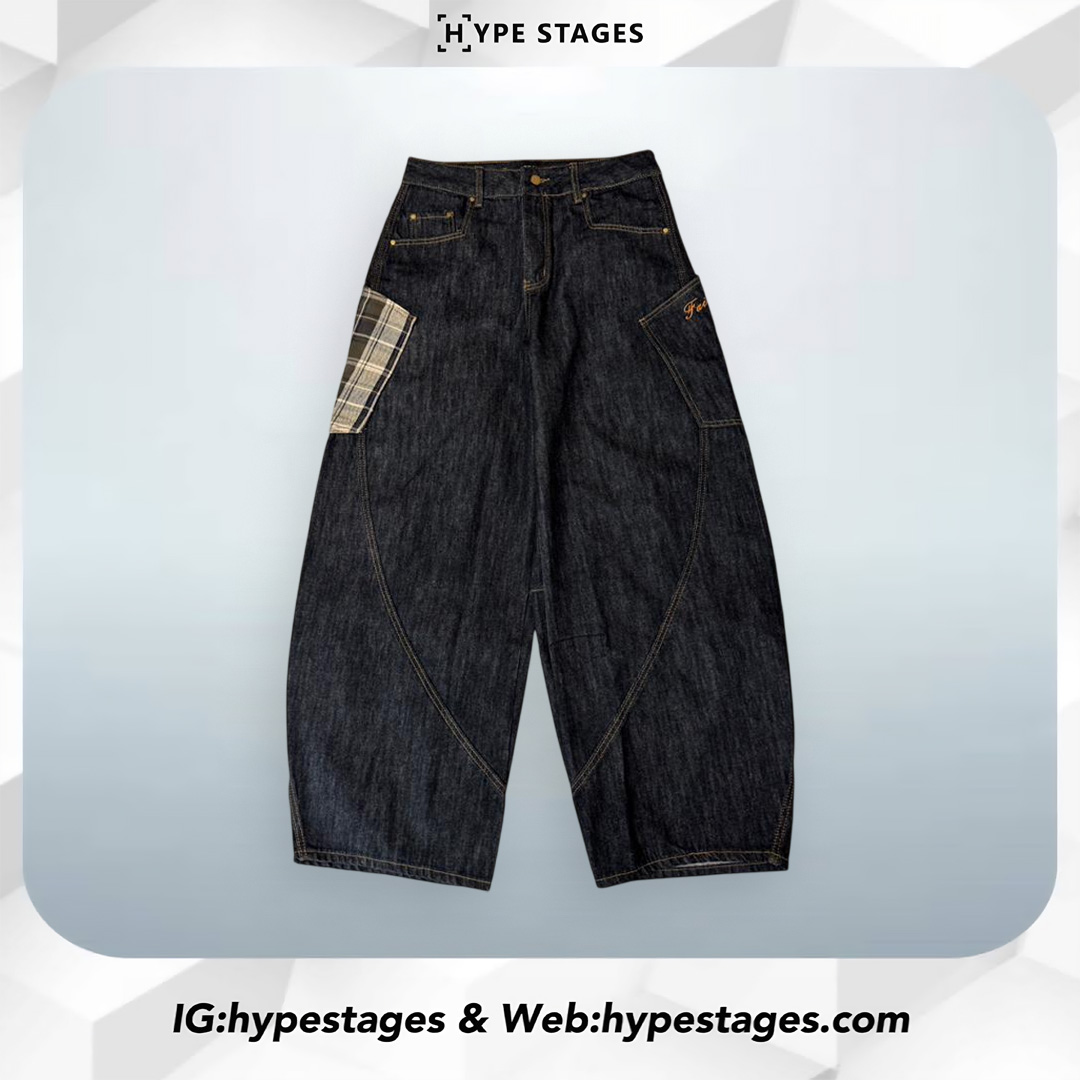 THE 3% DARK WASHED CHECKERED POCKET JEANS