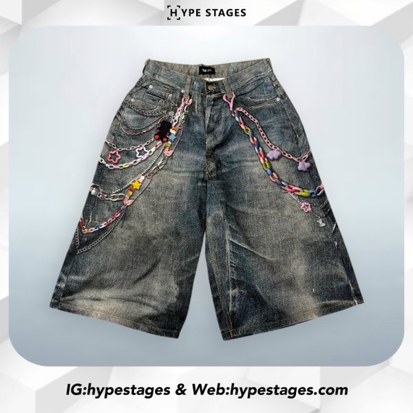 THE 3% RAINBOW CHAIN GRAPHIC JORTS