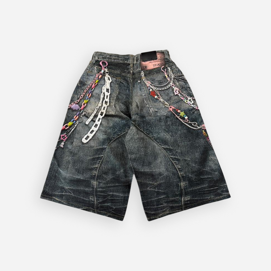 THE 3% RAINBOW CHAIN GRAPHIC JORTS - Image 6