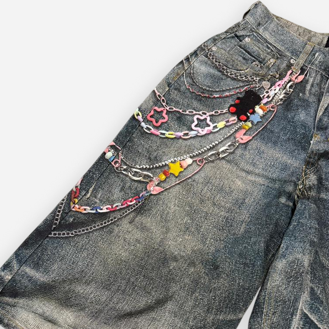 THE 3% RAINBOW CHAIN GRAPHIC JORTS - Image 4