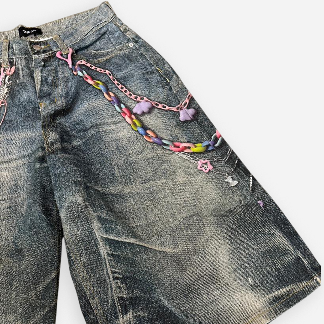 THE 3% RAINBOW CHAIN GRAPHIC JORTS - Image 5