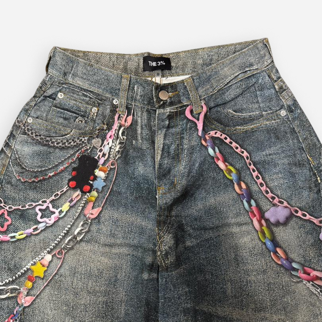 THE 3% RAINBOW CHAIN GRAPHIC JORTS - Image 3