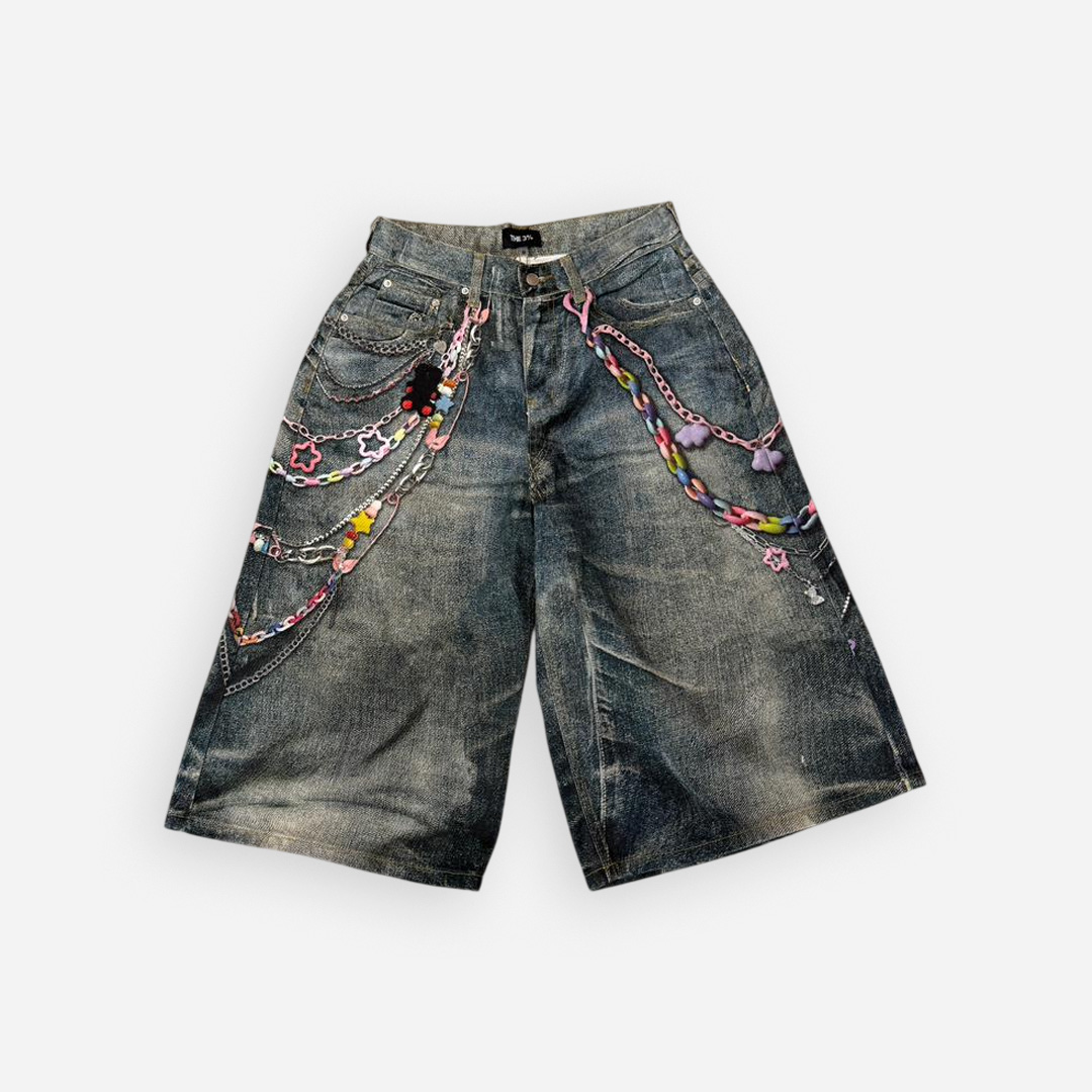THE 3% RAINBOW CHAIN GRAPHIC JORTS - Image 2