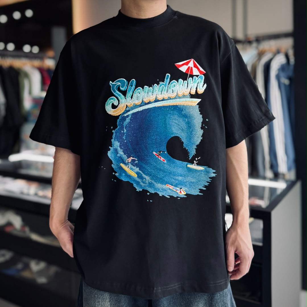 SLOWDOWN SEA SURFING TOWEL EMBROIDERY TEE - Image 6