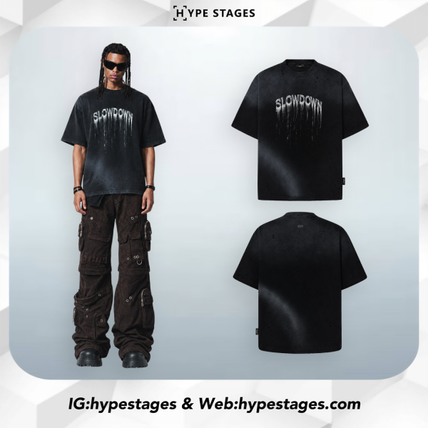 SLOWDOWN ERODED FONT TEE