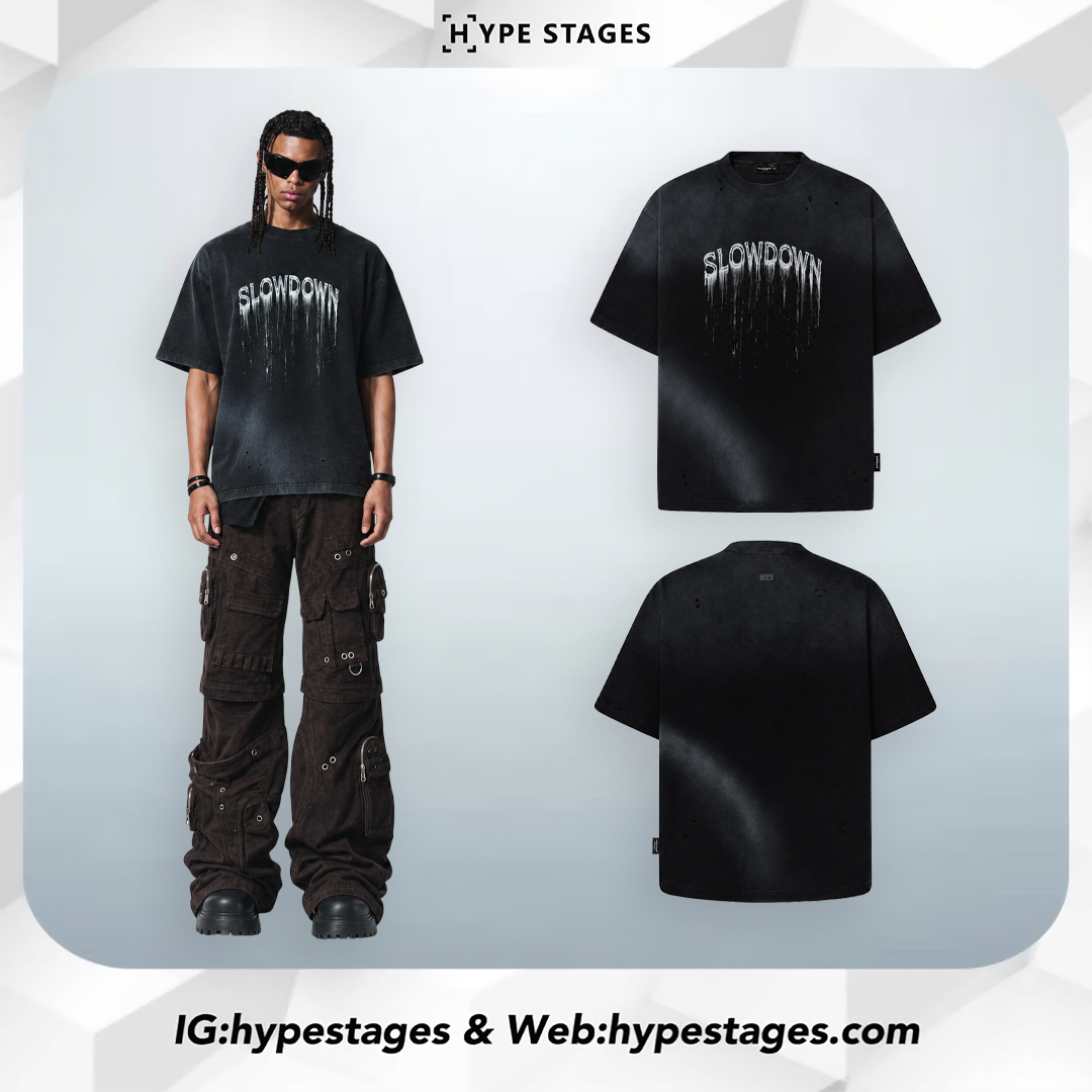 SLOWDOWN ERODED FONT TEE